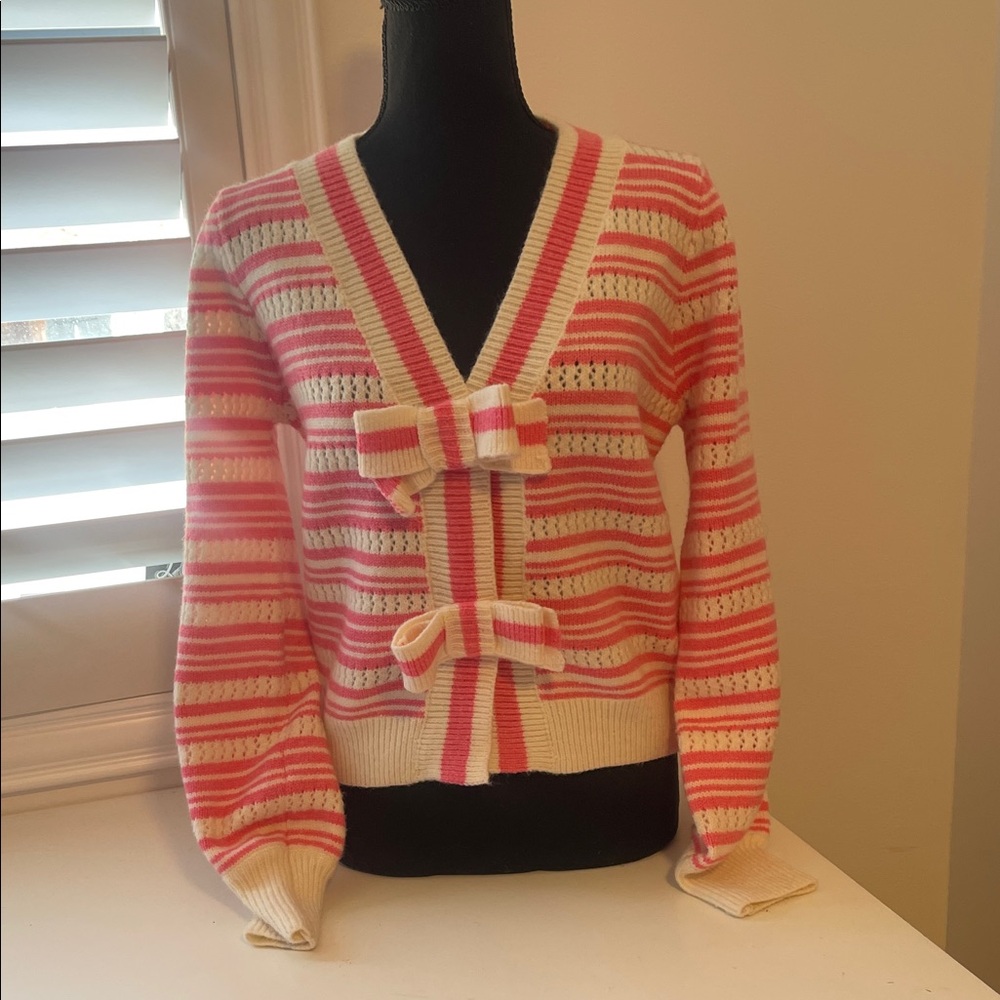 Chic Striped Cardigan in Pink and Cream